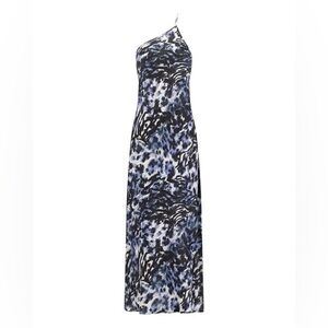 Rare!! NWT A|LOUD Ayla Long Silk Dress One Shoulder High Slit, Open Back